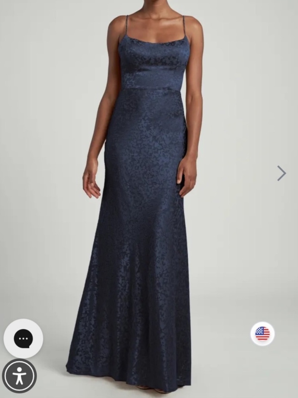 Jenny Yoo Maxine Bridesmaid Blue Navy Lace Slip Dress Size 14 Formal Evening